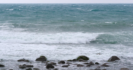 Seaside rocks on beach