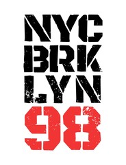 Modern grunge poster. District of New York. Brooklyn. Design for t-shirt.
