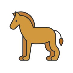 horse, animal in zoo icon set, filled outline design