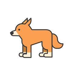 fox, animal in zoo icon set, filled outline design