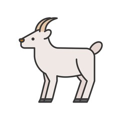 goat, animal in zoo icon set, filled outline design