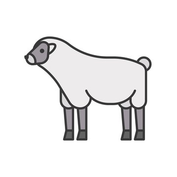 lamb or sheep, animal in zoo icon set, filled outline design
