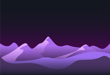 Low poly beautiful mountain night landscape.