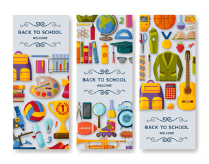 Back to school background with 3d paper cut signs. Vector illustration.
