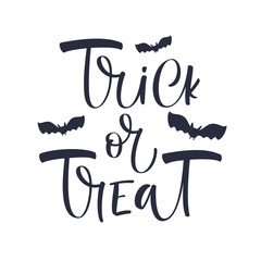 Trick or treat handwritten halloween greeting card