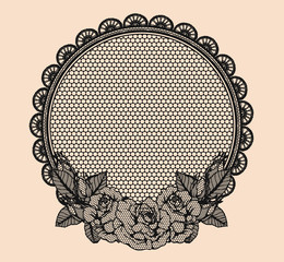 Rose vector lace by hand drawing.Beautiful flower on brown background.Rose lace art highly detailed in line art style.Flower tattoo on vintage paper.