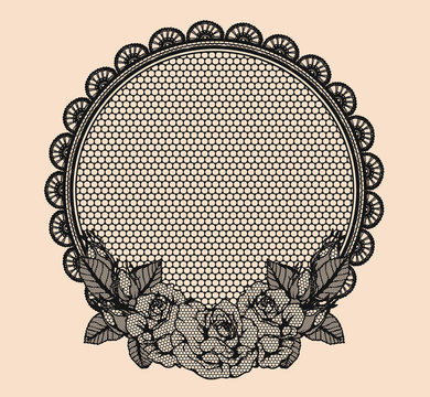 Rose vector lace by hand drawing.Beautiful flower on brown background.Rose lace art highly detailed in line art style.Flower tattoo on vintage paper.