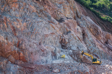 construction equipments working in a construction site