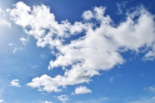 Cumulus cloud on beautiful blue sky , Fluffy clouds formations at tropical zone
