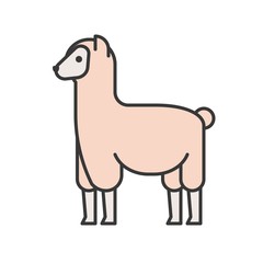 llama, animal icon set, filled outline design