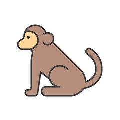 monkey, animal in zoo icon set, filled outline design