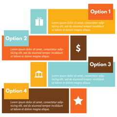 Four elements of infographic design with icons. Step by step infographic design template. Vector illustration
