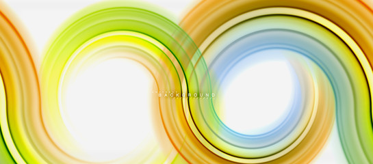 Rainbow fluid color line abstract background - swirl and circles, twisted liquid colours design, colorful marble or plastic wavy texture backdrop, multicolored template for business or technology