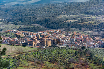 Panoramic view of Guadalupe in Extremadura (Spain)