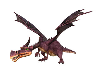 3D Rendering Fantasy Dragon on White