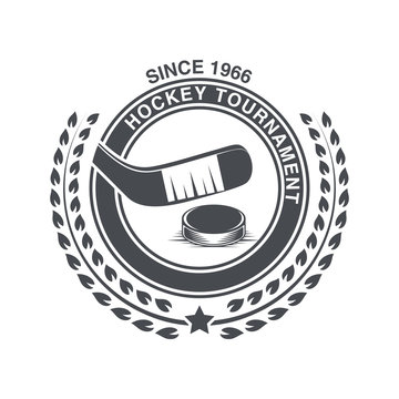 Vintage hockey icon in the old style. Vector eps 10