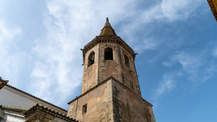 Fototapeta na wymiar Bell tower of the St. John Baptist church in Tomar, Portugal