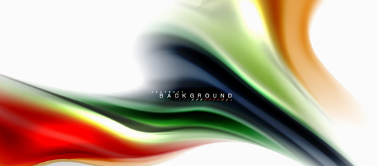 Fluid liquid mixing colors concept on light grey background, curve flow, trendy abstract layout template for business or technology presentation or web brochure cover, wallpaper