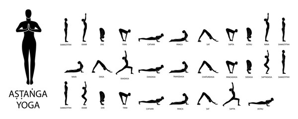 Yoga vector set. Figures yoga poses. Ashtanga Yoga