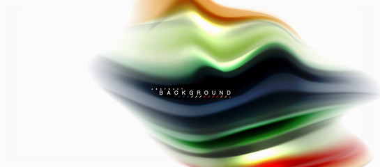 Fluid liquid mixing colors concept on light grey background, curve flow, trendy abstract layout template for business or technology presentation or web brochure cover, wallpaper