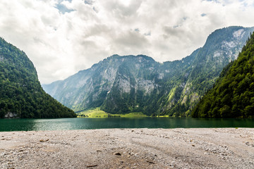 Naklejka na ściany i meble Konigssee lake, known as Germany's deepest and cleanest lake, southeast Berchtesgadener Land district of Bavaria, near the Austrian border.