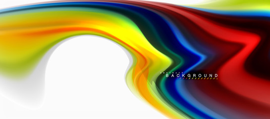 Fluid liquid mixing colors concept on light grey background, curve flow, trendy abstract layout template for business or technology presentation or web brochure cover, wallpaper