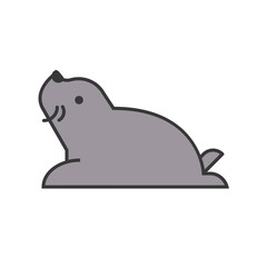 seal, arctic animal in zoo icon set, filled outline design