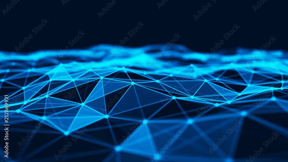 Poster Abstract technology background. Network connection structure. Science background. Big data digital background. 3d rendering.