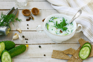 cold kefir soup with cucumber