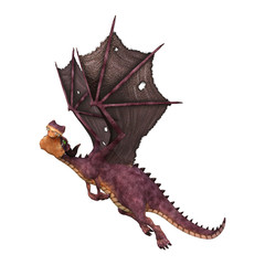 3D Rendering Fantasy Dragon on White