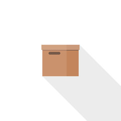 Brown paper box, flat design