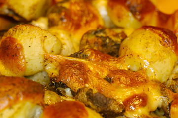baked in the oven potatoes, cauliflower, mushrooms