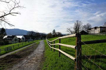 Landschaft in Zollikon im Kanton Zürich in der schweiz in der nähe von Epilepsie Krankenhaus im Frühling 