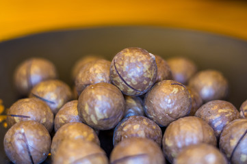 macadamia, Australian nut in a ceramic plate