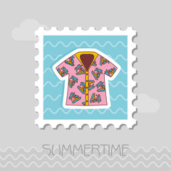 Hawaiian Shirt palm tree stamp. Summer. Vacation