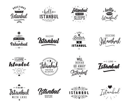 Greeting cards, vector design. Isolated logos. Typography set.