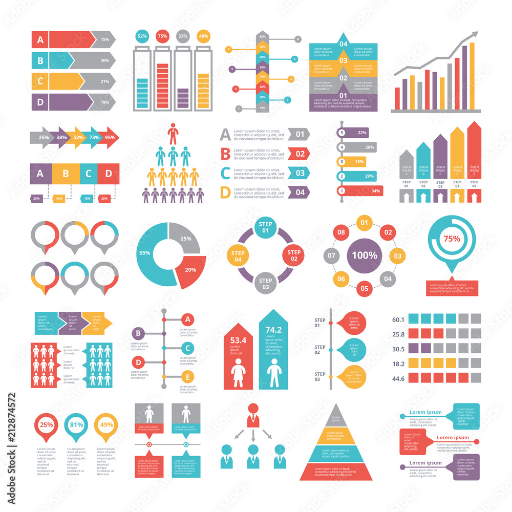 Canvas Prints charts, graphs and other different infographics elements for business