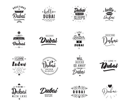 Greeting cards, vector design. Isolated logos. Typography set.