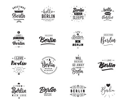 Greeting cards, vector design. Isolated logos. Typography set.