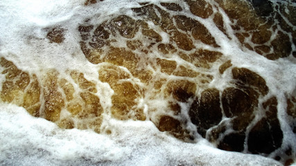 Waterfall background. River white foam texture