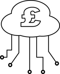 Icon - Electronic cloud with pound - vector