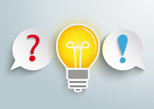 2 Speech Bubbles Question Bulb Answer