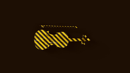 Yellow and Black Chevron Hazard Pattern Violin 3d illustration
