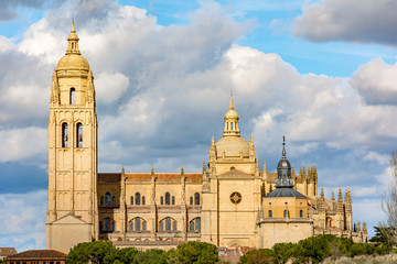 Fototapeta na wymiar Cathedral of Segovia in Spain, late Gothic cathedral, and last gothic cathedral of Spain