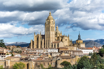 Fototapeta na wymiar Cathedral of Segovia in Spain, late Gothic cathedral, and last gothic cathedral of Spain