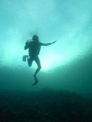 Diver Silhouette under water