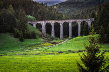 Historic railway viaduct near Telgart in Slovakia