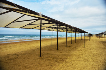 canopy for shade on the black sea beach