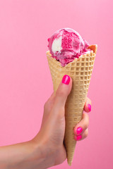 Woman hand holding ice cream