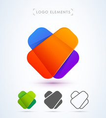 Vector abstract letter X logo design template. Material, origami paper, flat and line art style collection